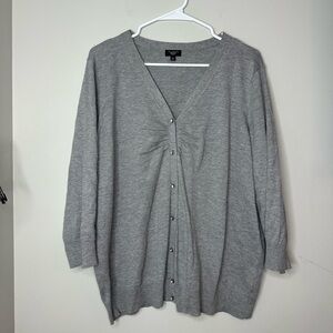 Talbots Gray Women's Cardigan Sweater with Silver Buttons Size 2XL